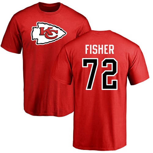 Men Kansas City Chiefs #72 Fisher Eric Red Name and Number Logo T-Shirt